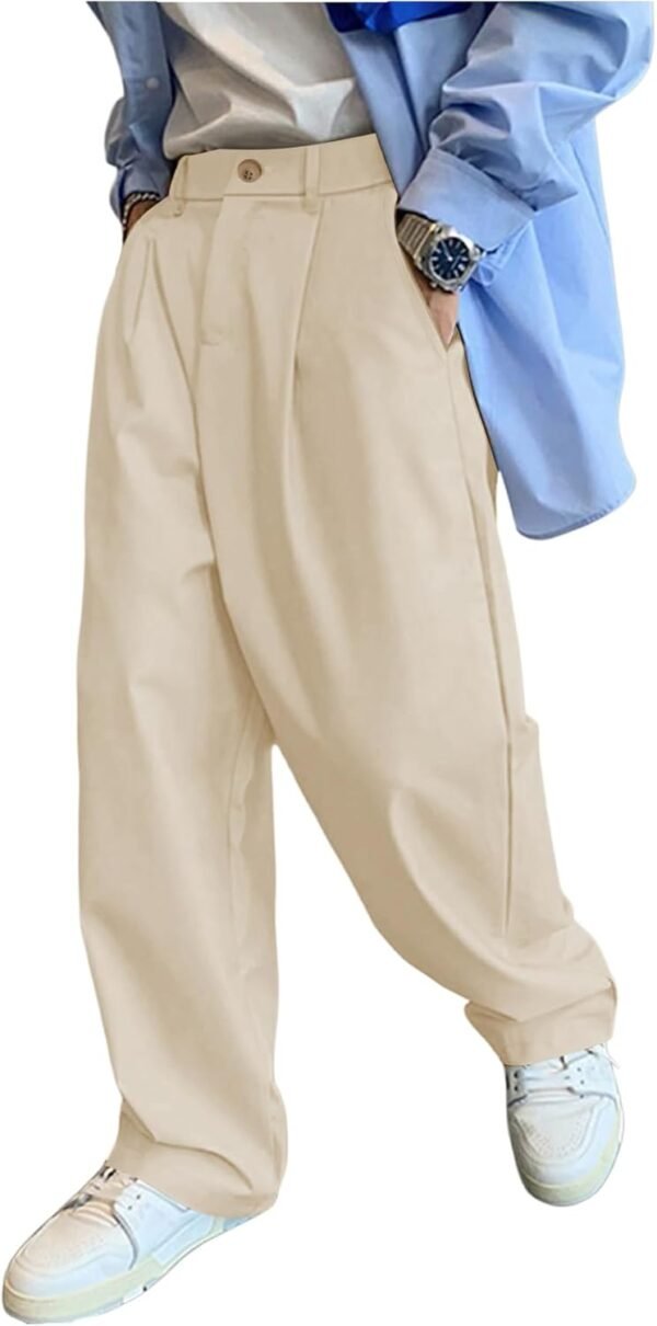 Men's Slacks Wide Leg Baggy Dress Pants Casual Lightweight Trousers with Pockets