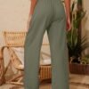 e8bc9db6afa94e8486853cc8a8a726b1 Women Flowy Pants Drawstring Waist Wide Leg Palazzo Beach Pants Loose Fit with Pockets