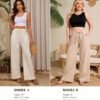 eab5259aa464423388a785112cafebdf Women Flowy Pants Drawstring Waist Wide Leg Palazzo Beach Pants Loose Fit with Pockets
