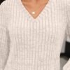 Women's V Neck Long Sleeve Shirt Fall Fashion Tops Tunic Dressy Casual Sweater Clothes Cute Trendy Work Outfits 2025