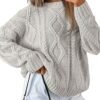 Women's Oversized Cable Knit Crewneck Sweaters