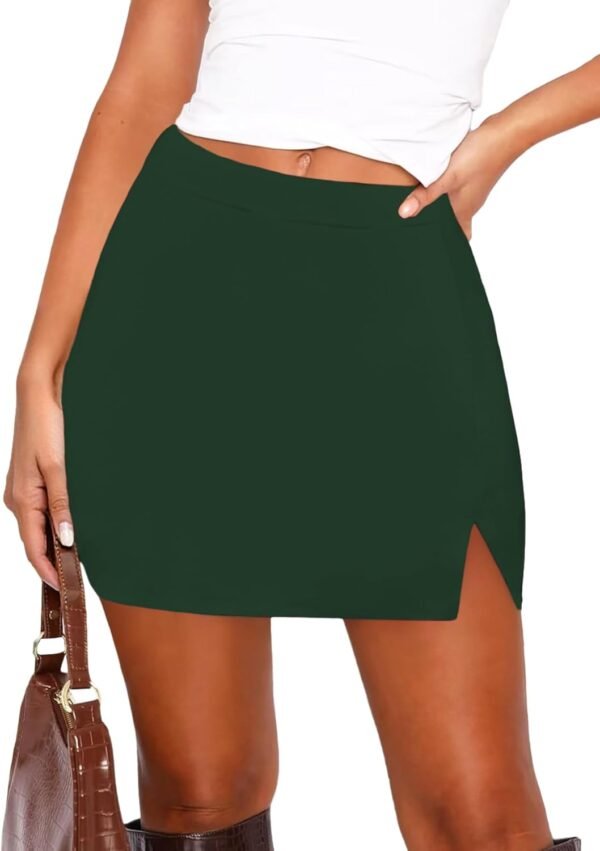 Women's Side Slit High Waisted Mini Skirt Stretchy Bodycon Skort 2025 Y2K Club Skirts with Underneath