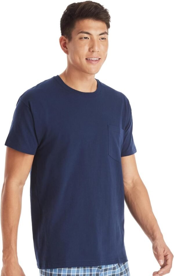 Men's Pocket T-Shirt Pack. 6-Pack. Cool & Breathable Cotton Tees. Stay-Tucked Undershirts for Men