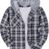 Men's Flannel Hoodie Shirts Casual Button Down Plaid Shirt Jackets for Men Long Sleeve Stylish Hooded with Pocket